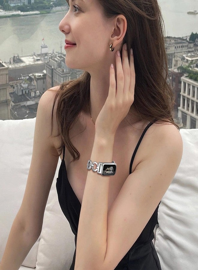 TRUMiRR Watchband for Fitbit Charge 6 / Charge 5, Stainless Steel Band Jewelry Ring Strap for Fitbit Charge 6 / Charge 5 - Image 2