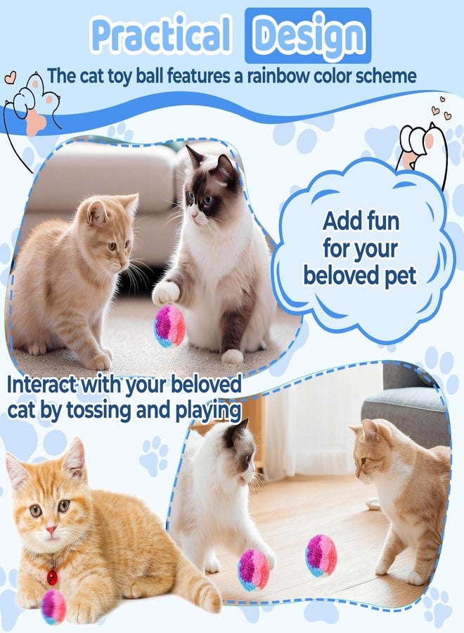 OLLBIT Cat Toy Ball,30PCS 1.6'' Pom Pom Balls,Rainbow Kitten Puff Balls,Training Colorful Fuzzy Kitty Ball for Cat Kitten Playing and Exercising - Image 5