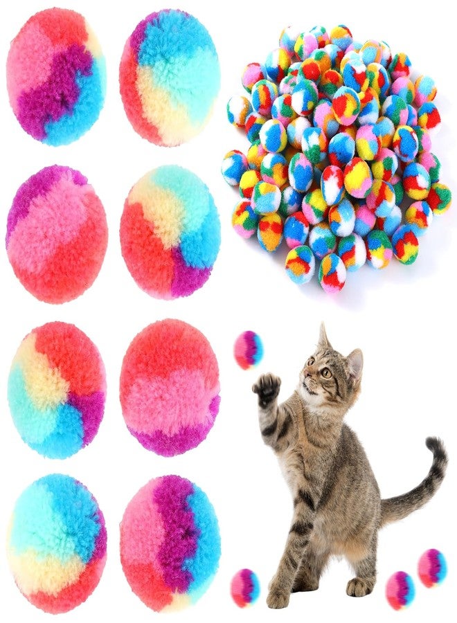 OLLBIT Cat Toy Ball,30PCS 1.6'' Pom Pom Balls,Rainbow Kitten Puff Balls,Training Colorful Fuzzy Kitty Ball for Cat Kitten Playing and Exercising - Image 1