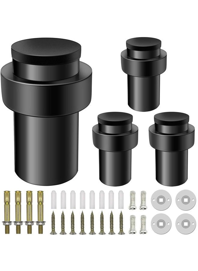 KOLAKO Door Stopper Cylindrical Floor Door Stop Black Rubber Door Stoppers Brushed Modern Decorative Heavy Duty Solid Doorstop Bumper Wedge Wall Protector 2.5Inch 4 Pack - Image 1