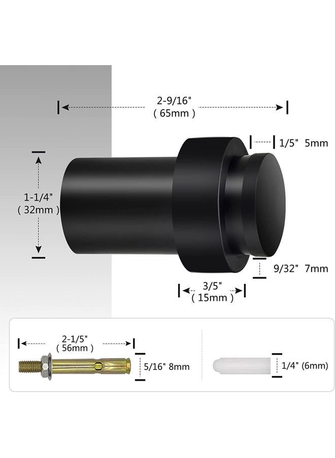 KOLAKO Door Stopper Cylindrical Floor Door Stop Black Rubber Door Stoppers Brushed Modern Decorative Heavy Duty Solid Doorstop Bumper Wedge Wall Protector 2.5Inch 4 Pack - Image 2
