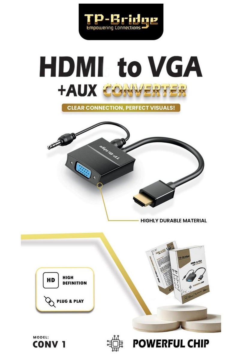تي بي بردج محول TP-Bridge من HDMI إلى VGA مع AUX – الموديل: CONV 1  - Image 2