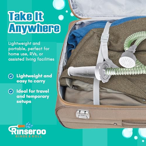 Rinseroo NEW Rinseroo: 5ft Slip-On Handheld Shower Attachment Hose w/Spray Head- Removable Extension Arm- Converts Fixed Shower Head into Handheld Bather. Portable, No-Install Shower Hose Wand for Seniors, RV. - Image 5