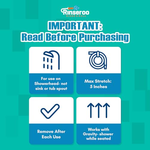 Rinseroo NEW Rinseroo: 5ft Slip-On Handheld Shower Attachment Hose w/Spray Head- Removable Extension Arm- Converts Fixed Shower Head into Handheld Bather. Portable, No-Install Shower Hose Wand for Seniors, RV. - Image 3