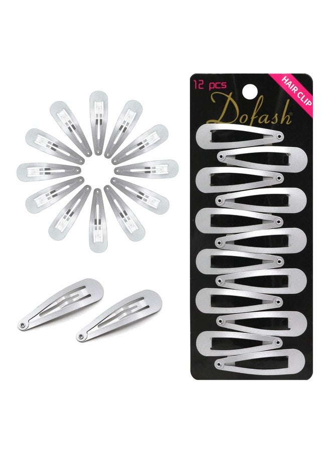 Dofash - 2IN/5CM Small Snap Hair Clips Metal Hair Barrettes Hair Grips Hair Accessories for Women - 12 Count/Silver Gray - Image 1
