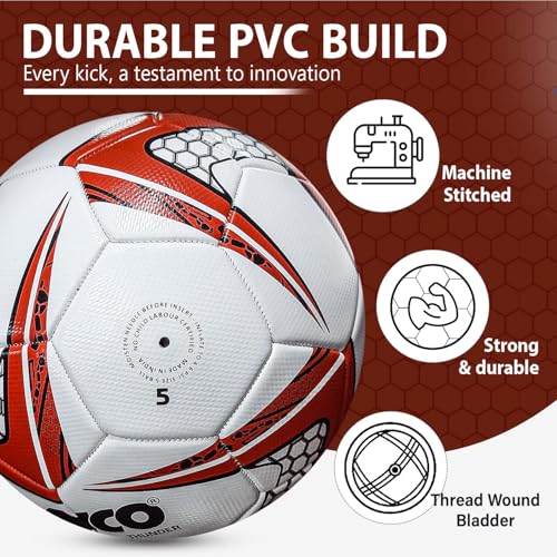 Synco Football Thunder | Pro Trainer Football for Training & Matches | 3 Layer PVC Machine Stitched | 32 Panel | Suitable for Soft & Turf Grounds | Soccer Ball Size 5 - Image 5