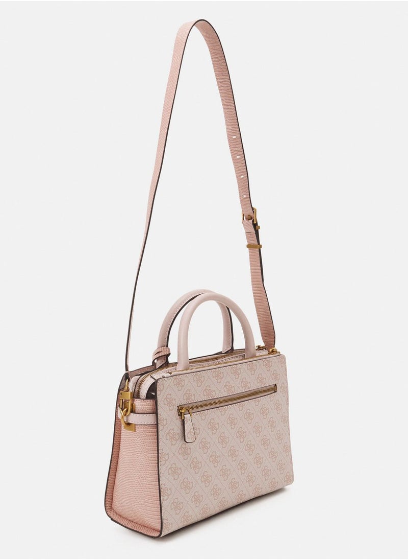 GUESS - Guess Ginevra Logo Elite Society Satchel, Satchel, Top Handle, Detachable Shoulder Strap, Women, One Size - Image 1