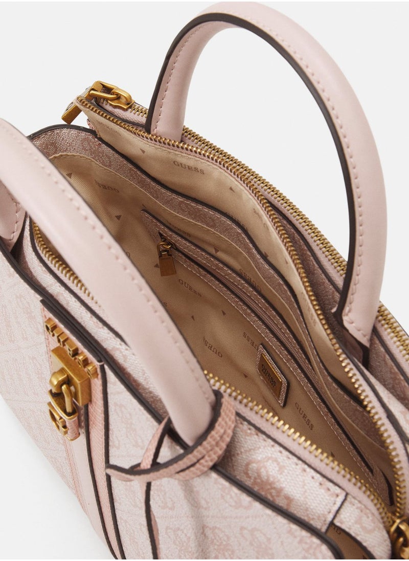 GUESS - Guess Ginevra Logo Elite Society Satchel, Satchel, Top Handle, Detachable Shoulder Strap, Women, One Size - Image 1