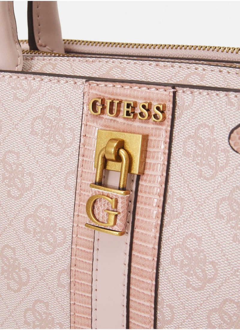 GUESS - Guess Ginevra Logo Elite Society Satchel, Satchel, Top Handle, Detachable Shoulder Strap, Women, One Size - Image 1