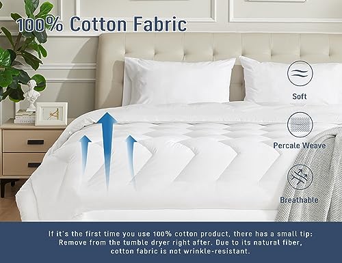 HOMTEC Pillow Cases, King Size Cotton Percale Weave Pillowcases, Pre-Shrunk Breathable and Hypoallergenic Pillowcases, Set of 2 (2 Piece King 20 Inch x 40 Inch, White) - Image 4