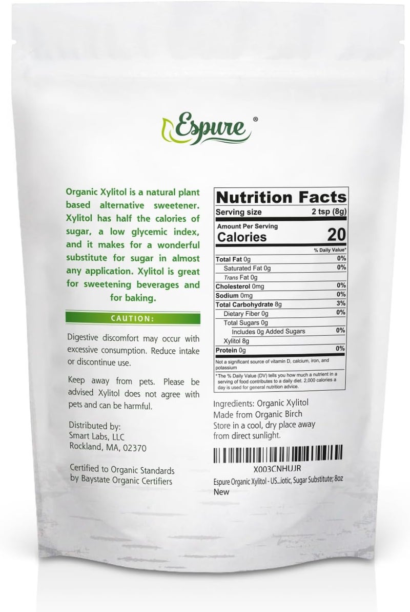Espure Organic Birch Xylitol - USDA Certified Organic Plant Based Sweetener, Keto Friendly, Low Calorie Sugar Substitute, 8oz - Image 2