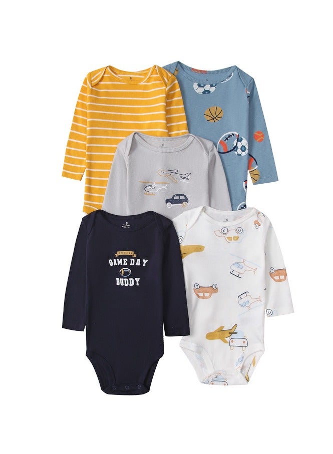 Baby Boy Long Sleeve Onesies 5-Pack 