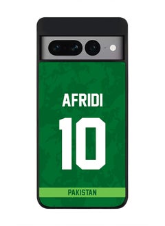Rugged Black Edge Case for Google Pixel 7 Pro, Slim fit Soft Case Flexible Rubber Edges Thin Cover - Player Name - AFRIDI, Jersey Number- 10