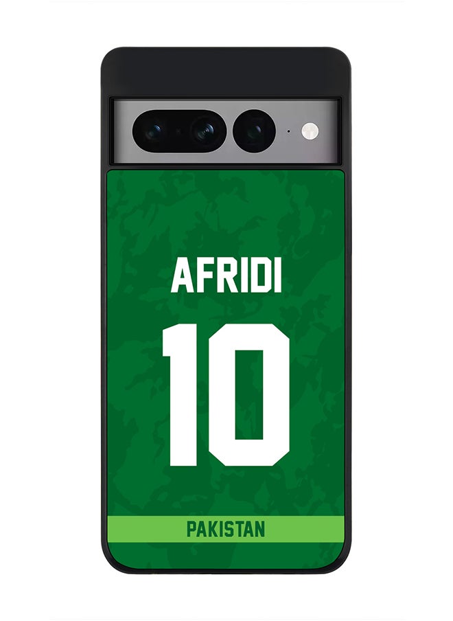 Stylizedd - Rugged Black Edge Case for Google Pixel 7 Pro, Slim fit Soft Case Flexible Rubber Edges Thin Cover - Player Name - AFRIDI, Jersey Number- 10 - Image 1