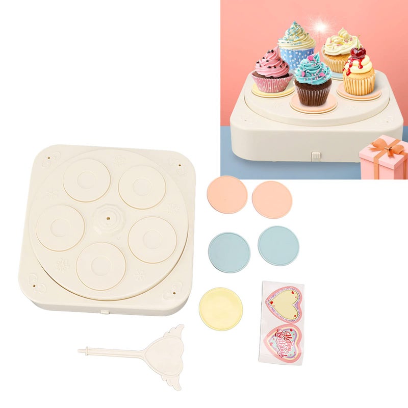 حامل الكب كيك الدوار التلقائي مع موسيقى و 5 صواني لحفلات الزفاف وأعياد الميلاد - Image 4