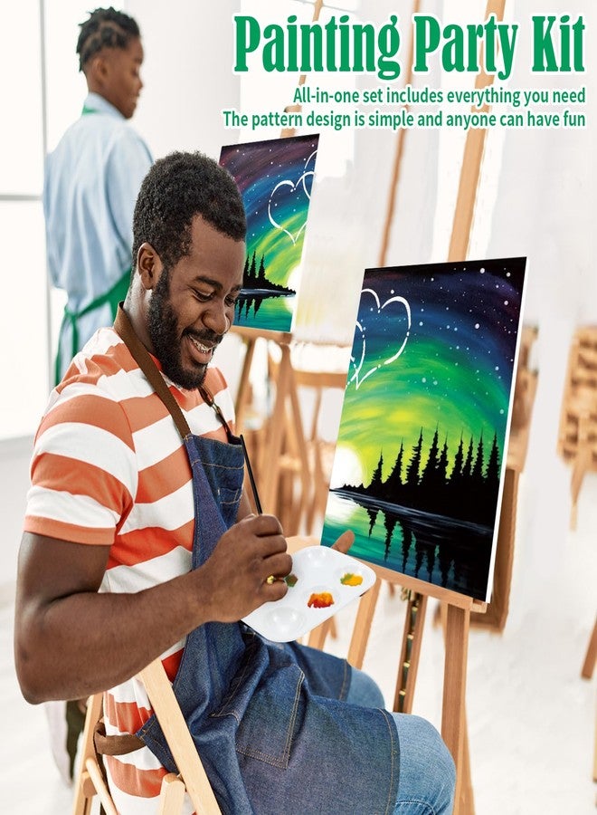 VOCHIC 2 Pack Sip and Paint Kit, Pre Drawn Canvas for Painting for Adults, Starry Sky Heart Couple Date Night Games, Outline Canvas Party Art Set, Paints Brushes Pallets Valentine's Day Gift(8x10) - Image 3