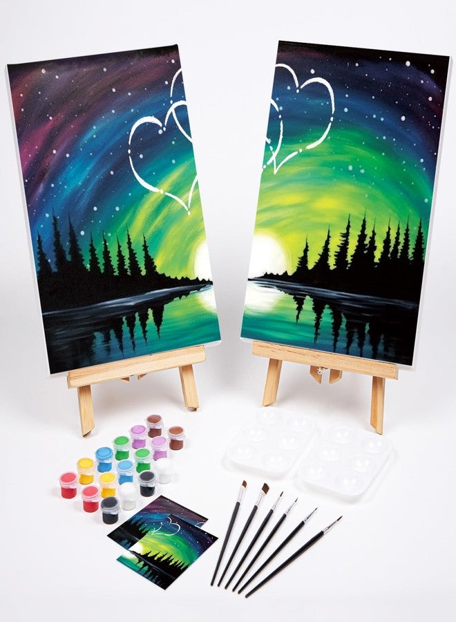 VOCHIC 2 Pack Sip and Paint Kit, Pre Drawn Canvas for Painting for Adults, Starry Sky Heart Couple Date Night Games, Outline Canvas Party Art Set, Paints Brushes Pallets Valentine's Day Gift(8x10) - Image 2