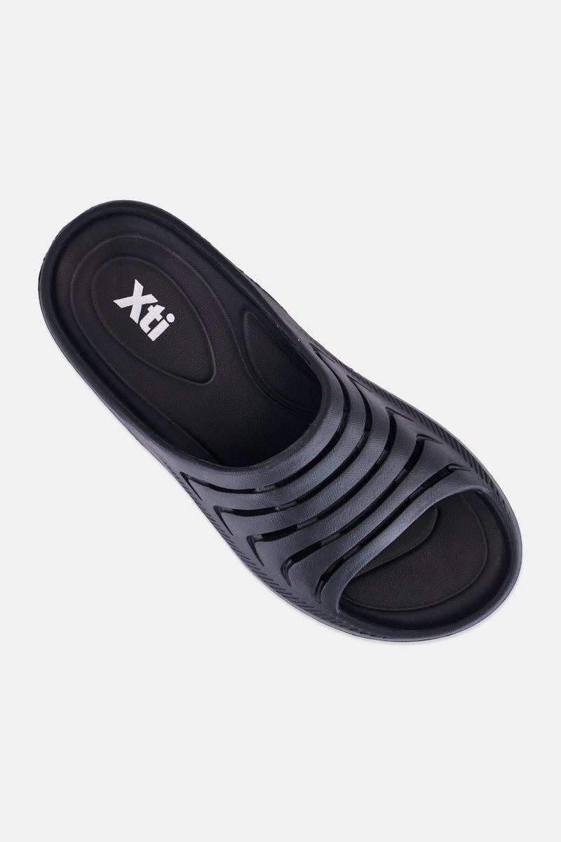 Xti Men Brand Logo Slip On Slides, Black - Image 3