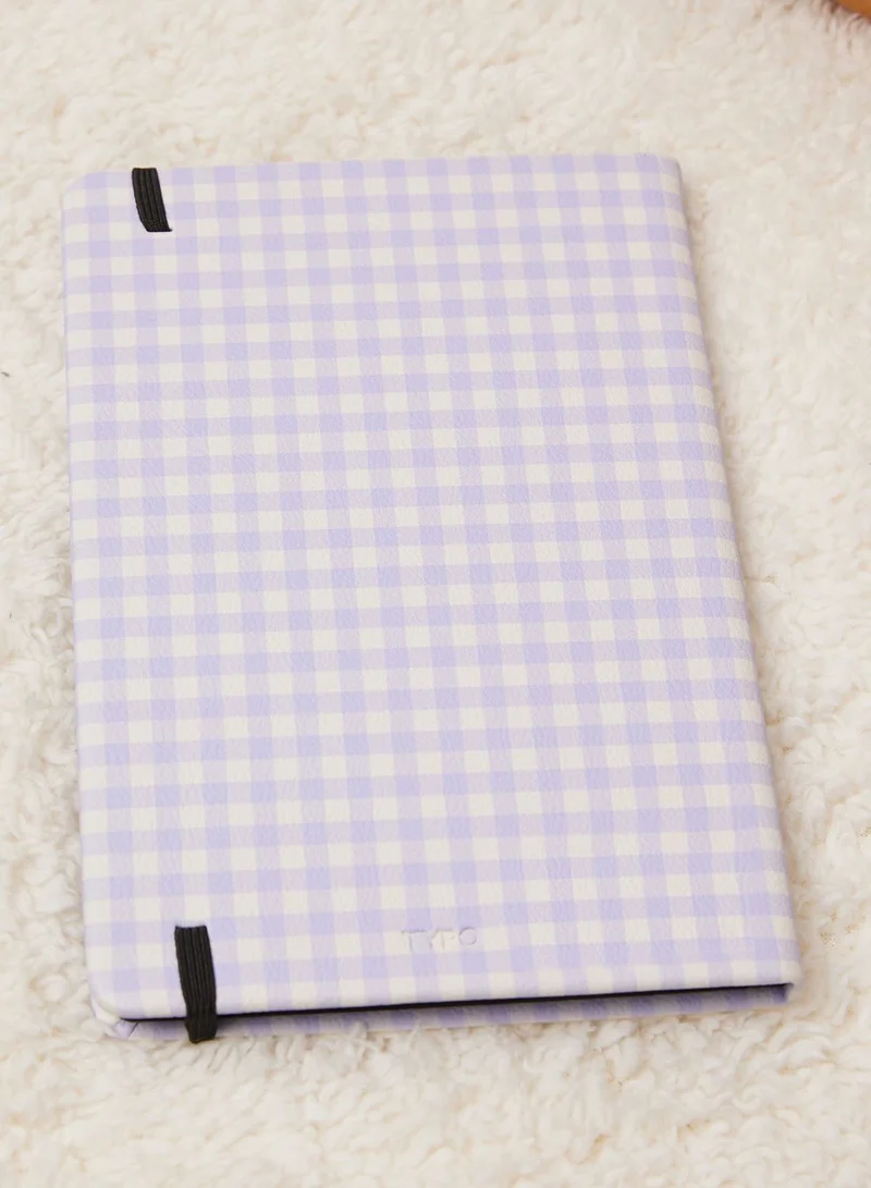 Typo Purple Gingham Notebook Elastic Closure