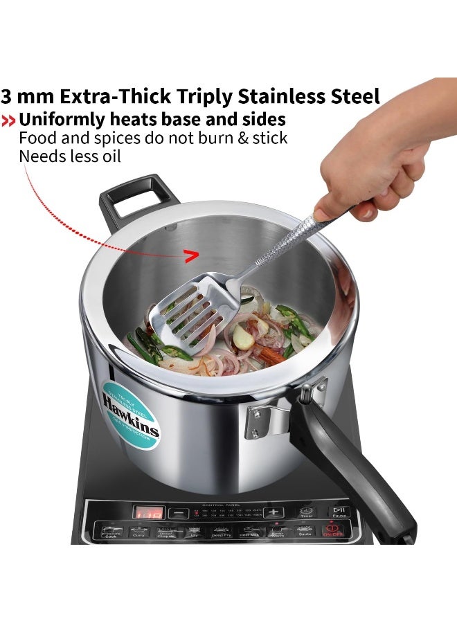 Hawkins 4.5 Litre Triply Stainless Steel Pressure Cooker, Inner Lid Cooker, Silver (HSST45) - Image 2