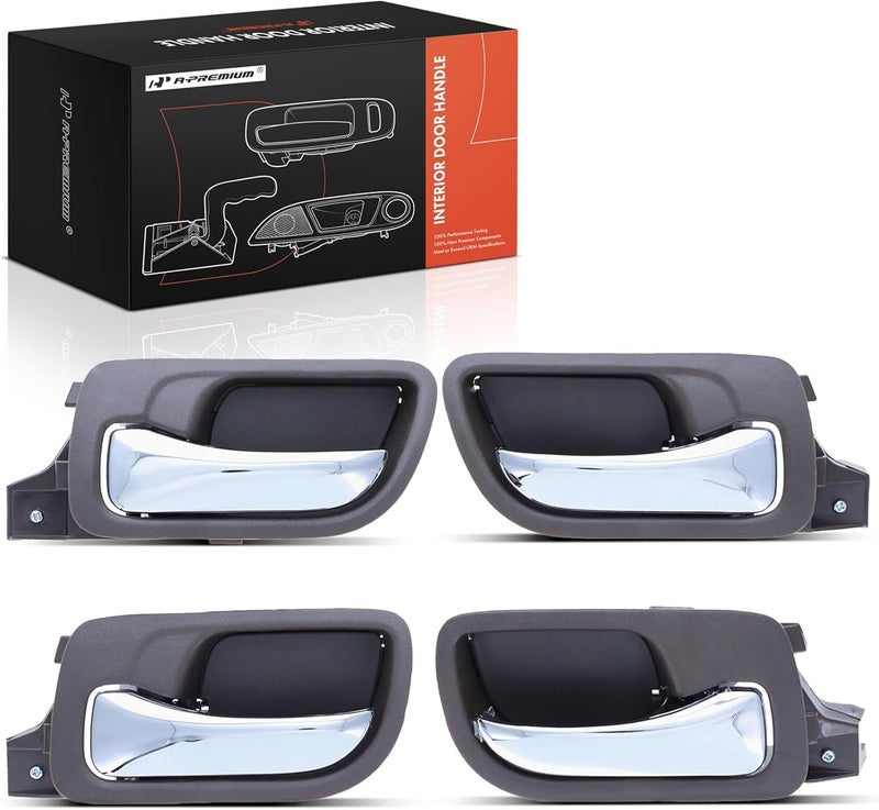 A-Premium Inside Interior Door Handles Compatible with Honda Accord 2003 2004 2005 2006 2007 Sedan, Brown Housing with Chrome Lever, 4-PC Set, Front & Rear Driver and Passenger Side - Image 1