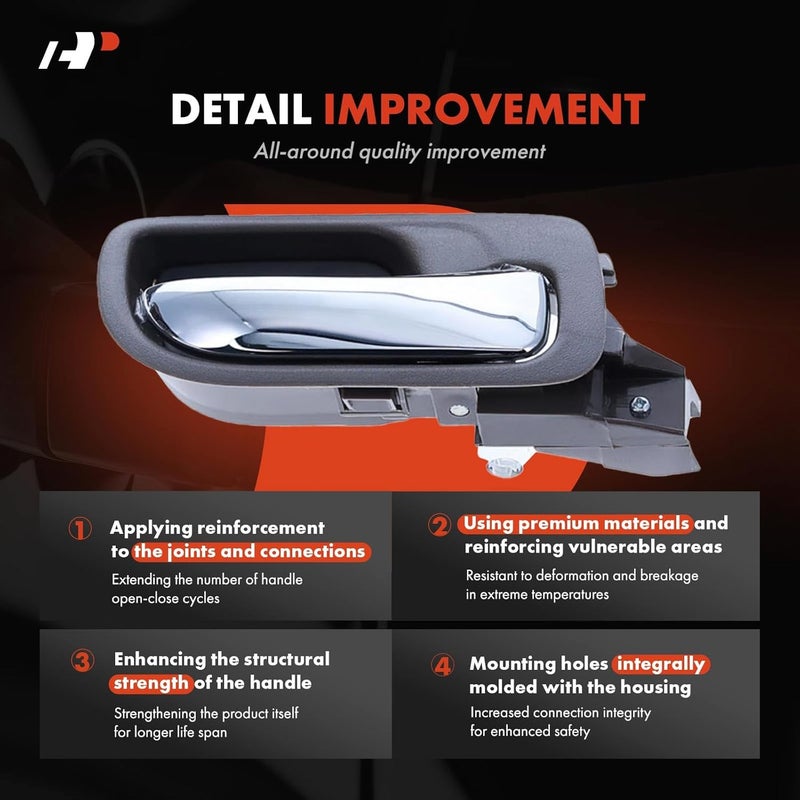 A-Premium Inside Interior Door Handles Compatible with Honda Accord 2003 2004 2005 2006 2007 Sedan, Brown Housing with Chrome Lever, 4-PC Set, Front & Rear Driver and Passenger Side - Image 3