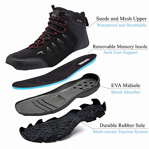 SHULOOK Men's Waterproof Hiking Boots Non-Slip Lightweight Mid Top Ankle Boot Breathable Hiker Trekking Shoes - Image 3