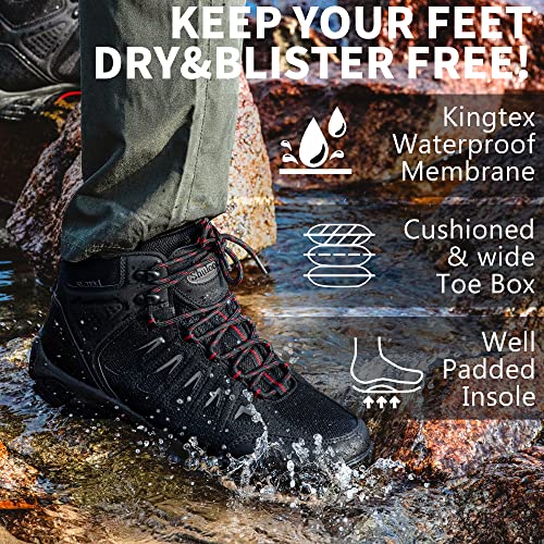 SHULOOK Men's Waterproof Hiking Boots Non-Slip Lightweight Mid Top Ankle Boot Breathable Hiker Trekking Shoes - Image 4