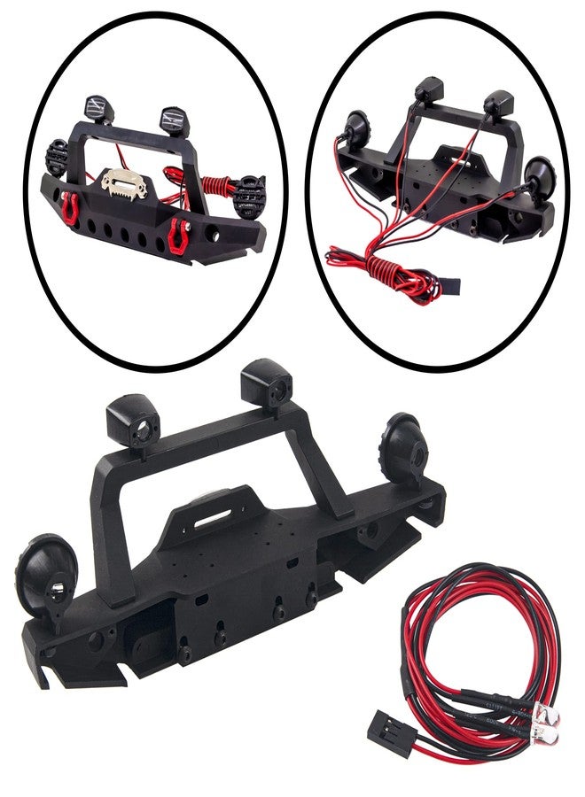 Vgoohobby Aluminum Front & Rear Bumper with LED Headlights Tow Hook Spare Tire Carrier Compatible with Traxxas TRX4 TRX-4 Axial SCX10 SCX10-II 90046 90047 SCX10-iii AX10300 1/10 RC Crawler Car - Image 3