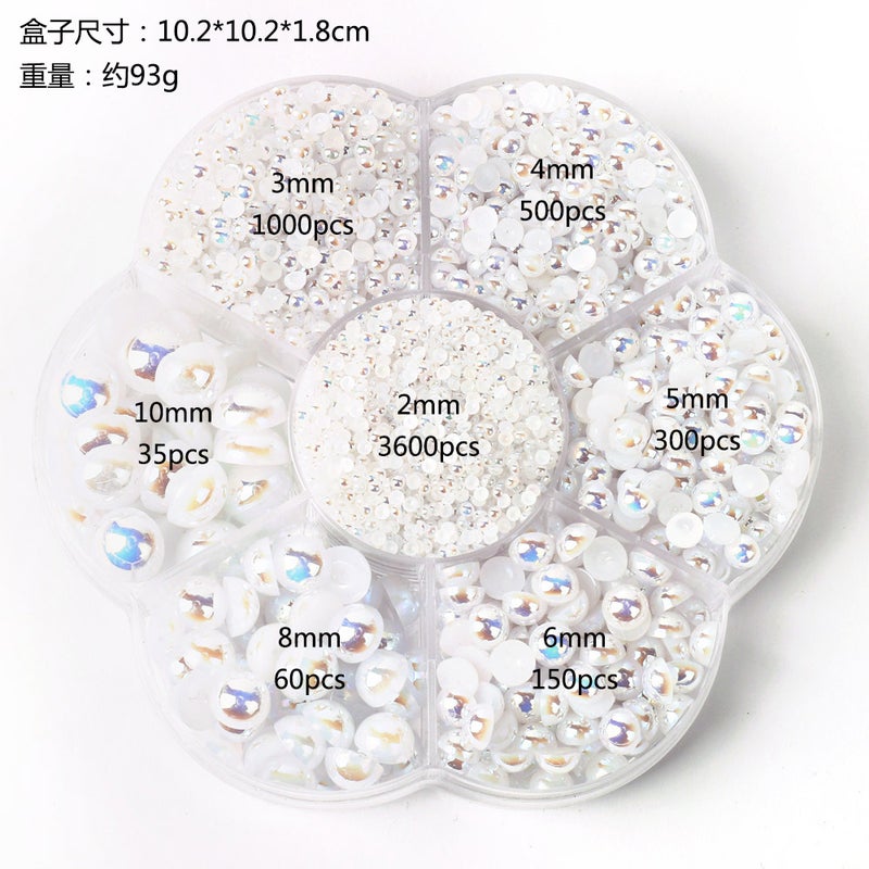 Boxed Milk White/White Semicircle Perforated Non-Porous Imitation Pearl Abs Plastic Flats Bottom Beads Diy Accessories - Image 4
