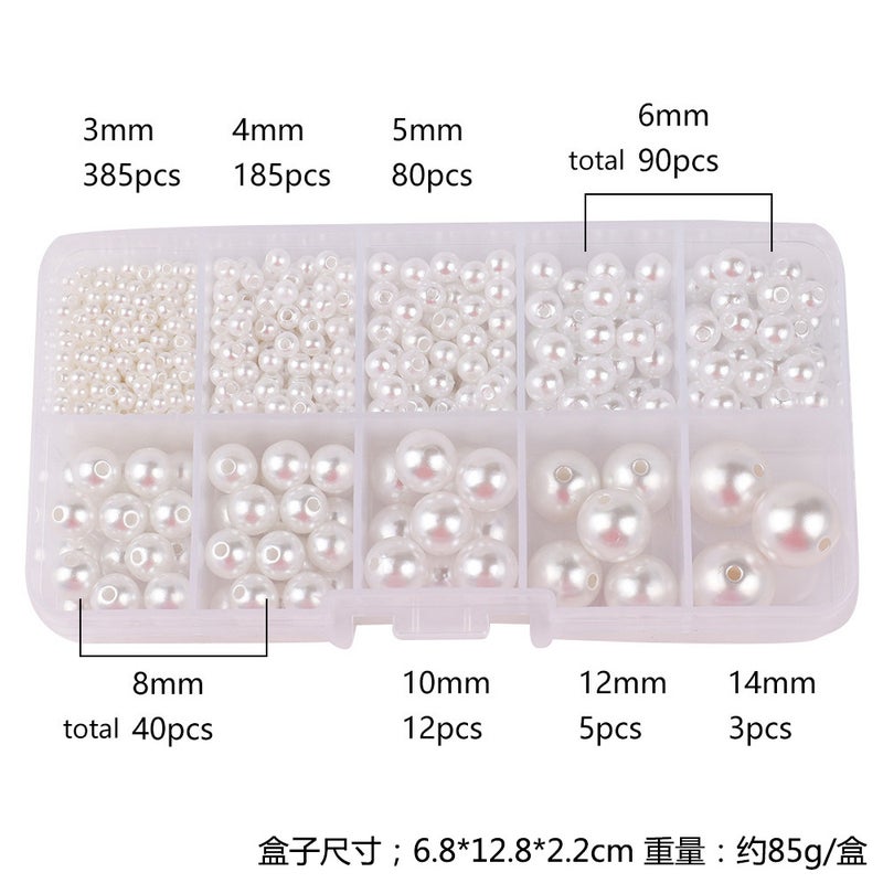 Boxed Milk White/White Semicircle Perforated Non-Porous Imitation Pearl Abs Plastic Flats Bottom Beads Diy Accessories - Image 1