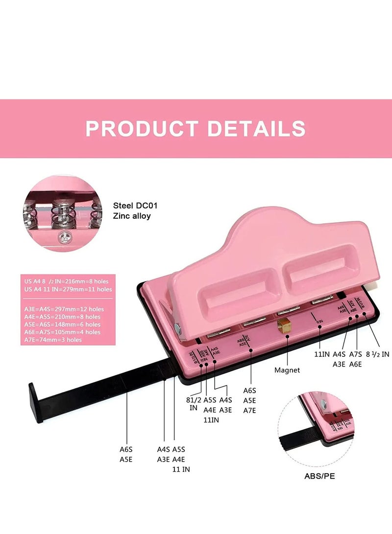 Mushroom Discbound Hole Punch, 4 Holes Mushroom Paper Puncher for Disc Bound Planner (Pink)