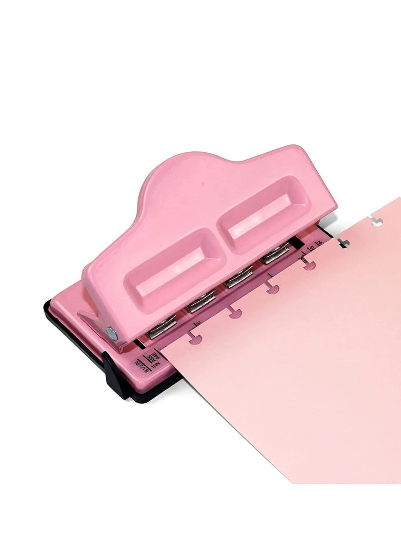 Mushroom Discbound Hole Punch, 4 Holes Mushroom Paper Puncher for Disc Bound Planner (Pink)
