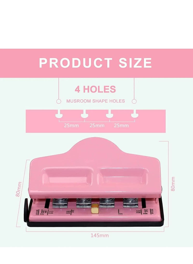 Mushroom Discbound Hole Punch, 4 Holes Mushroom Paper Puncher for Disc Bound Planner (Pink)