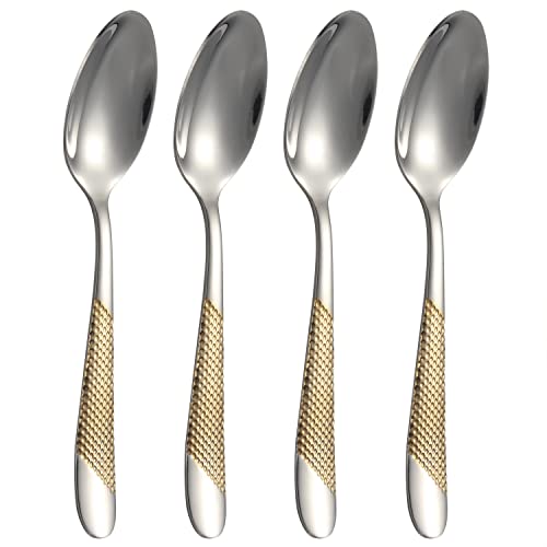 X-zrew Dinner Spoons Set of 4 Stainless Steel Silverware Spoons Set Soup Spoon Tablespoons for Home Kitchen Restaurant - Image 1