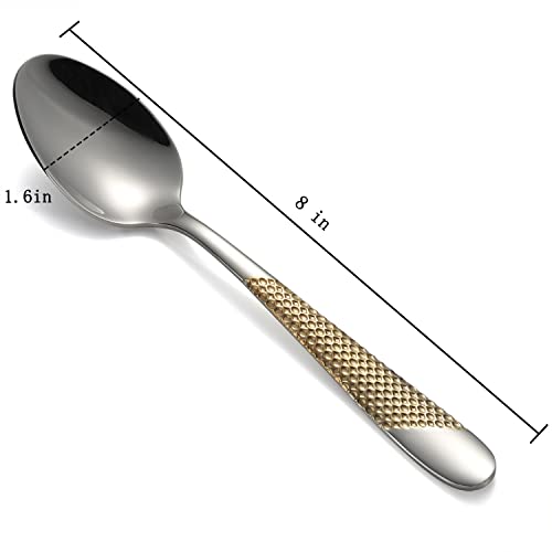 X-zrew Dinner Spoons Set of 4 Stainless Steel Silverware Spoons Set Soup Spoon Tablespoons for Home Kitchen Restaurant - Image 2