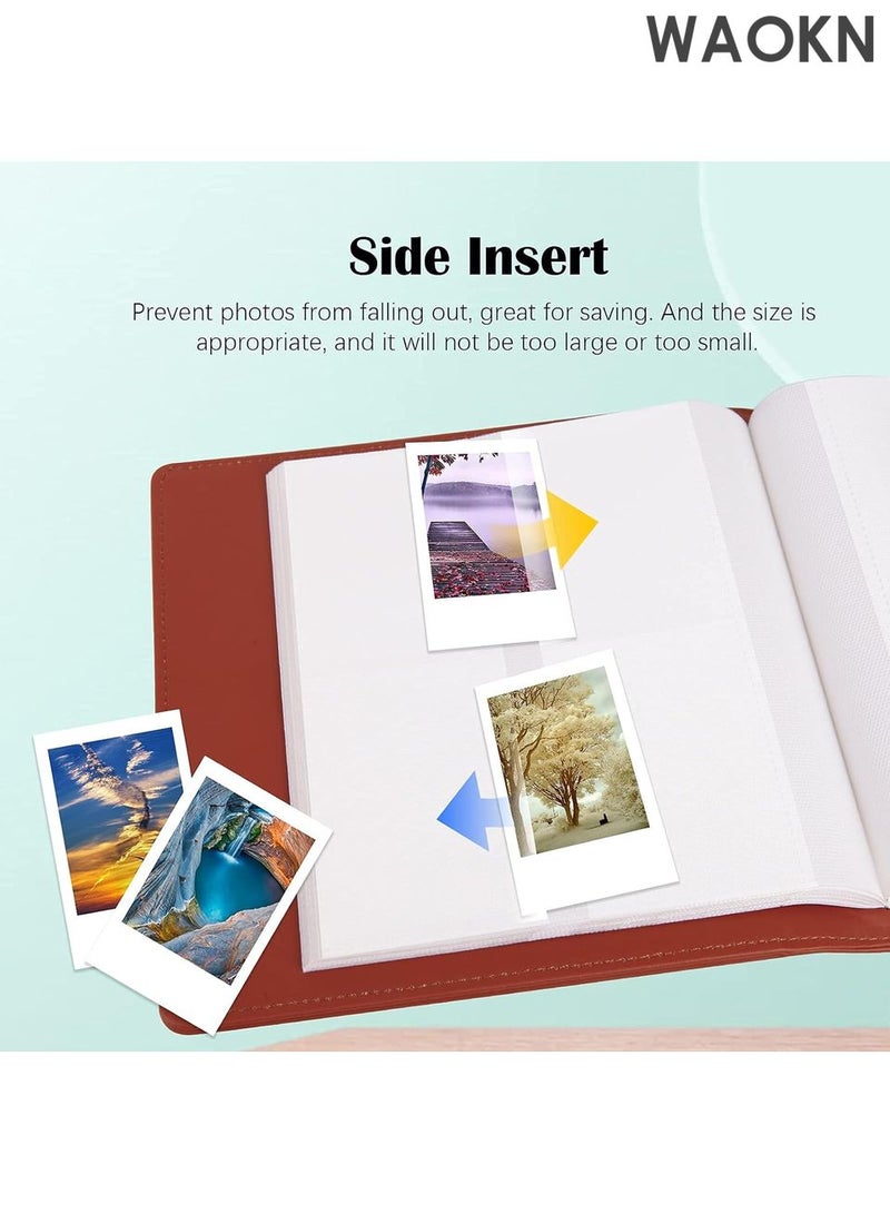 دبليو أيه أو كي أن ألبوم صور محمول صغير للعائلة مكون من 256 جيبًا، ألبومات ذكريات عائلية صغيرة، كتاب صور لكاميرا فوجي فيلم إنستاكس ميني لي بلاي 11 90 70 50S 26 25 9 8+ 8 7S طابعة كاميرا فورية للعائلة والزفاف والسفر والأولاد والبنات وهدايا أعياد الميلاد (بني) - Image 4