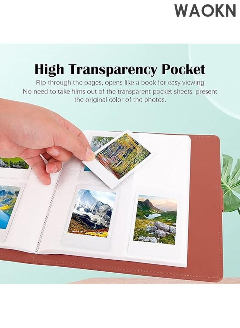 دبليو أيه أو كي أن ألبوم صور محمول صغير للعائلة مكون من 256 جيبًا، ألبومات ذكريات عائلية صغيرة، كتاب صور لكاميرا فوجي فيلم إنستاكس ميني لي بلاي 11 90 70 50S 26 25 9 8+ 8 7S طابعة كاميرا فورية للعائلة والزفاف والسفر والأولاد والبنات وهدايا أعياد الميلاد (بني) - Image 5