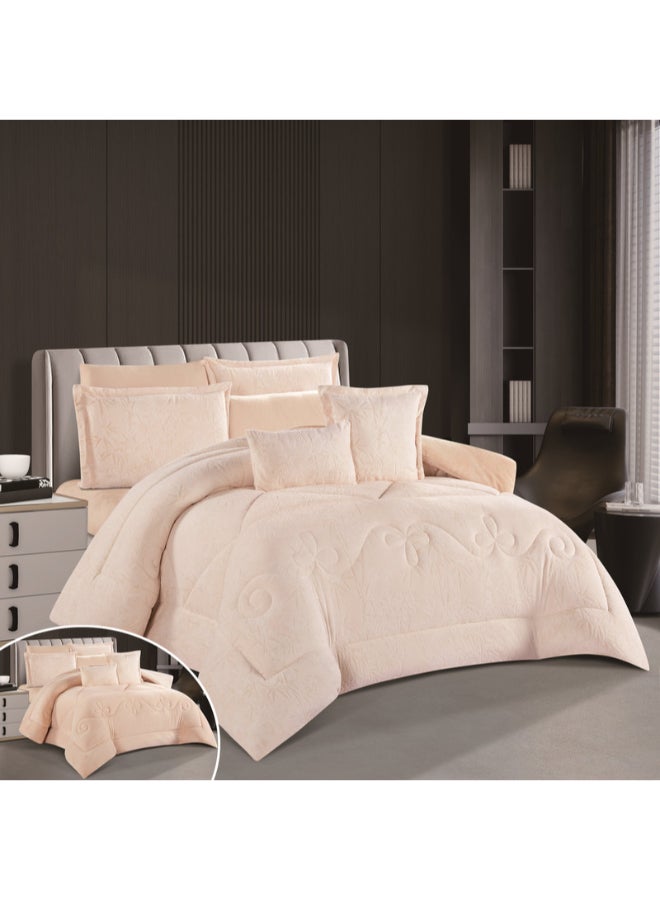 Hours Winter Comforter Set Made Of Fur And Velvet Double-Sided With Durable And Soft Fabric Heavy Filling 8 Pieces King Size - Image 1