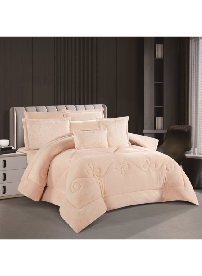 Hours Winter Comforter Set Made Of Fur And Velvet Double-Sided With Durable And Soft Fabric Heavy Filling 8 Pieces King Size - Image 2