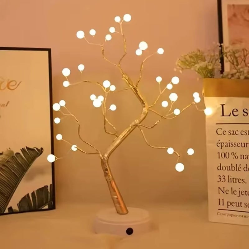 HUMAIZAR Table topFairy Lights Spirit Bonsai Tree Light Decoration for Kids RoomWeddingBedroomGifts Decorative LED Tree Lamp 36 LED Pearl - Image 1