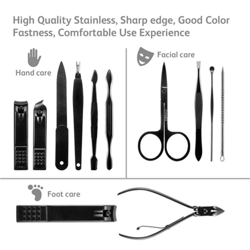 GLNRM Manicure Set Nail Clippers Stainless Steel Nail Scissors Grooming Kit Acne needle Blackhead Tool Leather Travel Case 12 pcs MANICURE SET - Image 3
