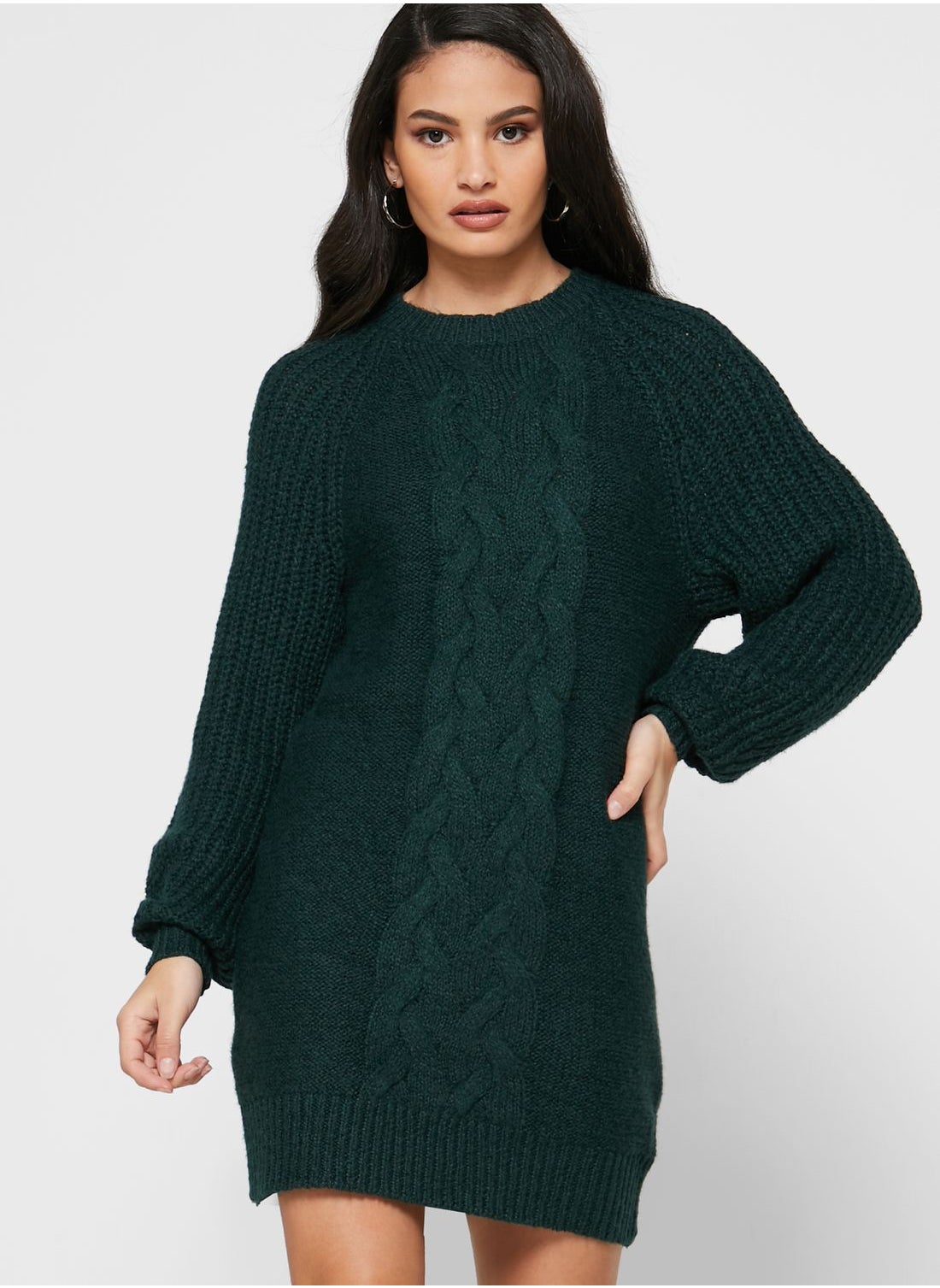 Buy American Eagle Dark Green Cable Knit Sweater Dress for Women