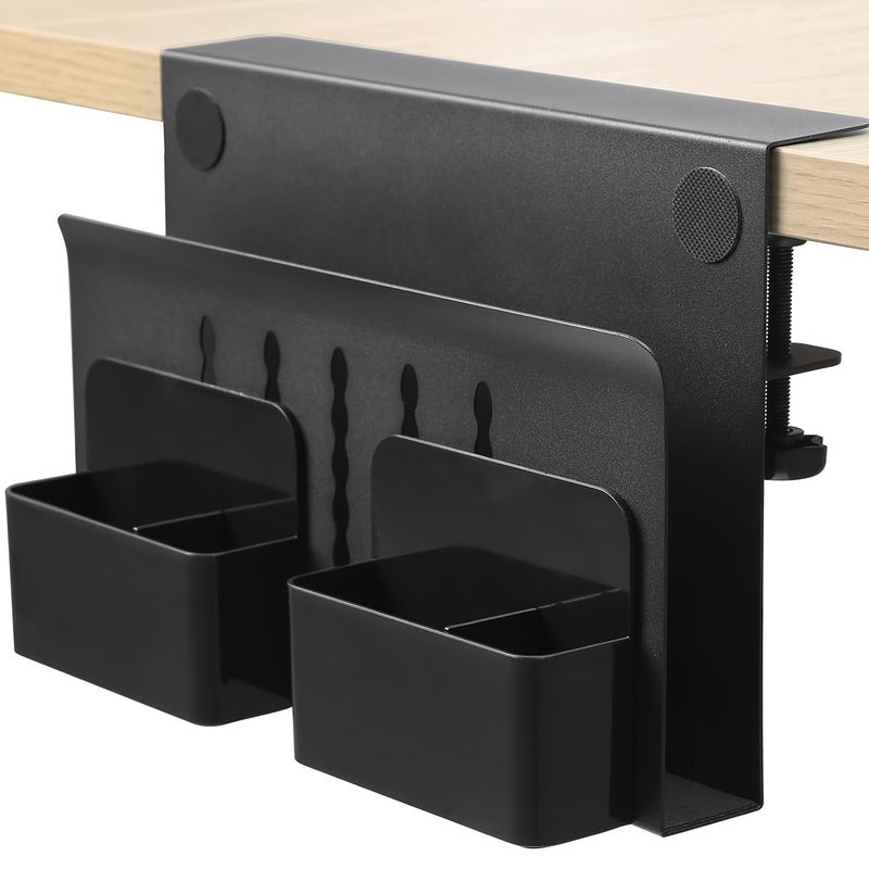 White Desk Side Storage with Under Desk Laptop Mount and File Organizer Tray - Image 5