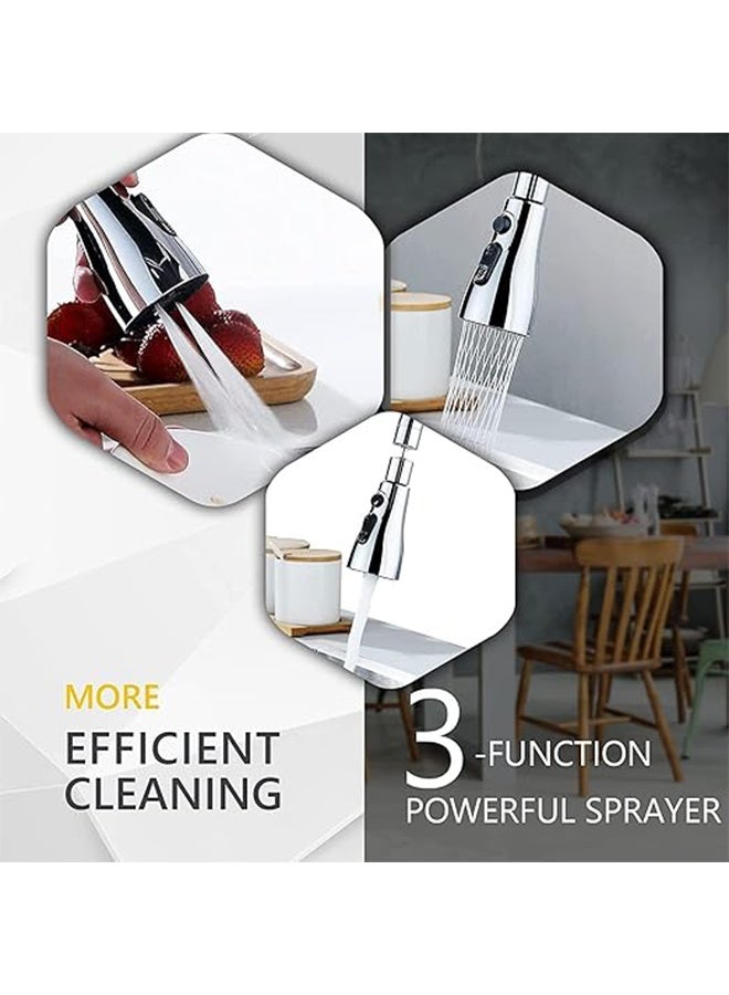 Kitchen Tap Spray Head, 360° Swivel Spout Faucet Extender for 22mm, 3 Modes High Pressure Water Faucet Sprayer, Sink Tap Nozzle Replacement Tap Adapter Accessories - Image 3