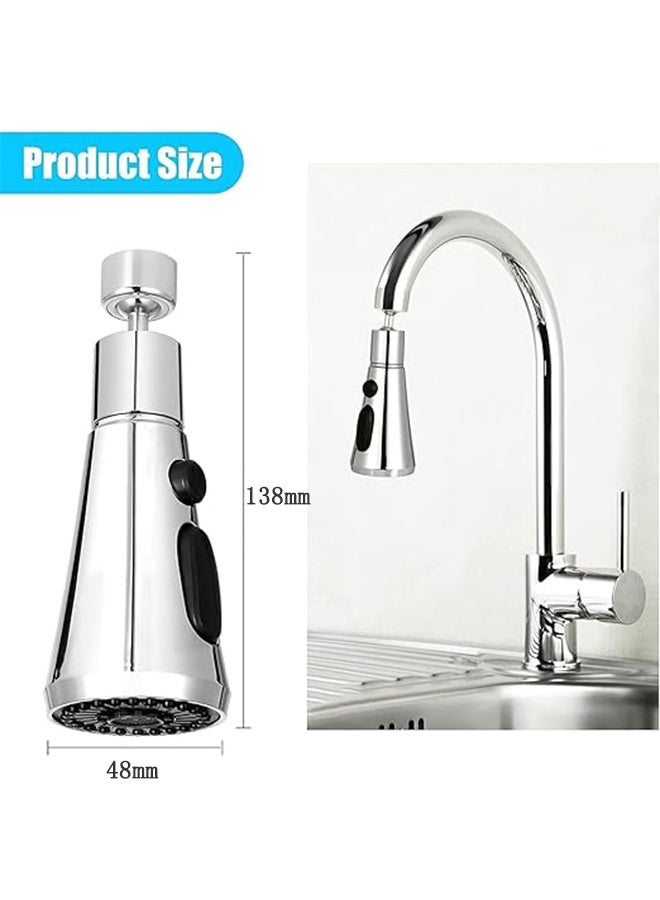 Kitchen Tap Spray Head, 360° Swivel Spout Faucet Extender for 22mm, 3 Modes High Pressure Water Faucet Sprayer, Sink Tap Nozzle Replacement Tap Adapter Accessories - Image 4