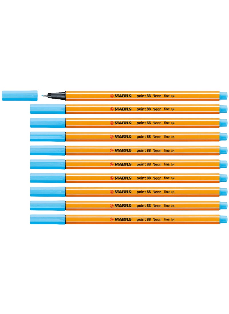 STABILO Fineliner Point 88 in Azure , for Journal Planner , Note , Drawing , Pack of 10 Pens  - Image 3