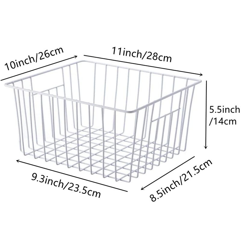 Slideep Freezer Baskets Storage Basket Organizers, Deep Wire Farmhouse Bins Container with Handles for Kitchen, Pantry, Cabinet, Car, Bathroom Pearl White, 4 Pack - Image 5