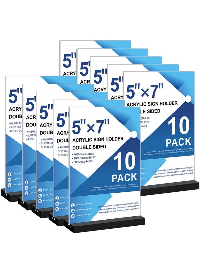 Seencool Acrylic Sign Holder 5x7 - 10Pack Vertical Double Sided Acrylic Sign Stands, Clear Table Menu Display Stand Paper Holder, Plastic Flyer Holder, Vendor Booth Display Items - Image 1