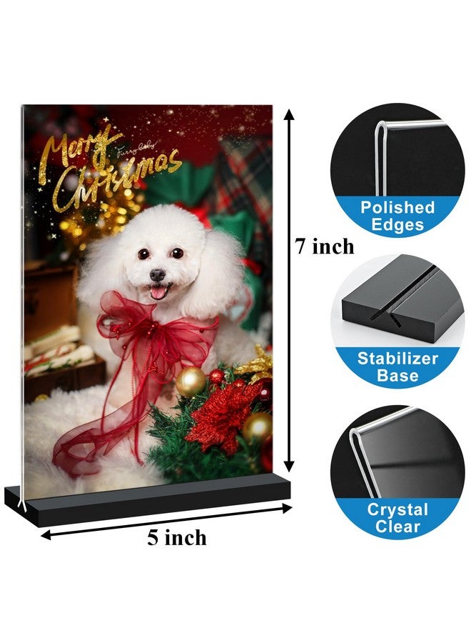 Seencool Acrylic Sign Holder 5x7 - 10Pack Vertical Double Sided Acrylic Sign Stands, Clear Table Menu Display Stand Paper Holder, Plastic Flyer Holder, Vendor Booth Display Items - Image 2